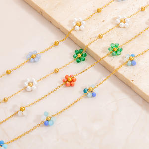 Flower Pattern Bracelet 18K Gold Plated Women's Jewelry <b>Gift</b> Colorful Small Flowers Fashion Sweet Style - Product Image 1
