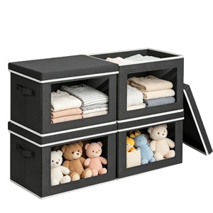 Caja de Almacenamiento Moderna de Tela No Tejida con Panel de PP, Ventana de PVC, Diseño Plegable, Capacidad de 20-35L, Organizador de Ropa Práctico - Product Image 1