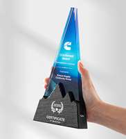 Trophée personnalisé en cristal avec base en marbre, récompenses en verre cristal, objets souvenirs pour les sports de randonnée et d'alpinisme en plein air