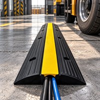 Rampe de protection de câbles robuste en caoutchouc à 1 canal, jaune et noir, pour traversée de route, allée et événements
