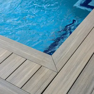 高品质木塑瓷砖地板塑料地板看起来像木塑室外游泳池甲板地板