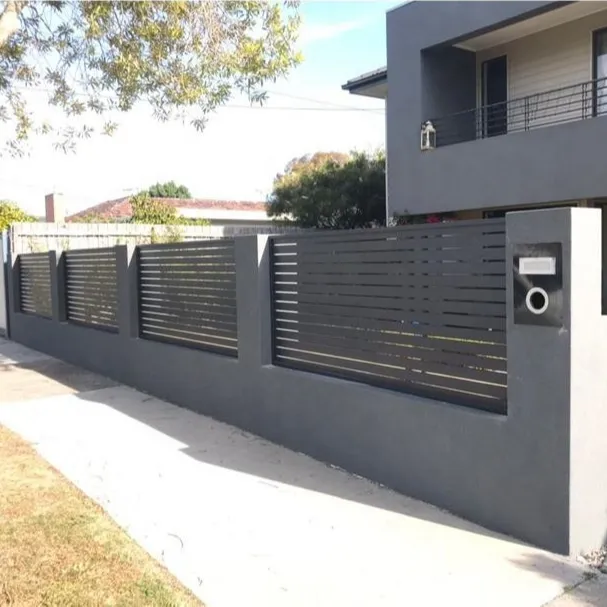 Paneles de valla de metal residencial comercial de aluminio de 8 pies de seguridad sólida