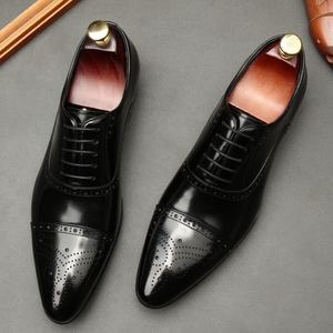 Nouvelles chaussures en cuir italiennes faites à la main, décontractées, formelles, avec lacets et semelles rigides, respirantes, antidérapantes, pour l'automne, pour hommes - Product Image 1