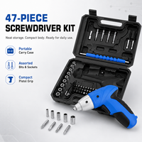 Ensemble d'outils électriques pour tournevis, 47 pièces, kit de tournevis électrique, 19000 tr/min, tournevis sans fil rechargeable avec boîte en plastique et embouts