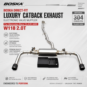 Silenciador de Escape Catback de Lujo de Ajuste Directo con Válvula Electrónica para Mercedes-Benz CLA35 AMG W118 2.0T, Acero Inoxidable 304 Pulido - Product Image 1