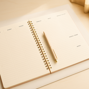 LABON Blush Pink Weekly <span class=keywords><strong>Planner</strong></span> A5 Cuaderno de tapa dura de lino <span class=keywords><strong>con</strong></span> encuadernación en espiral <span class=keywords><strong>con</strong></span> diseño de cuadrícula minimalista para trabajo y estudio - Product Image 3