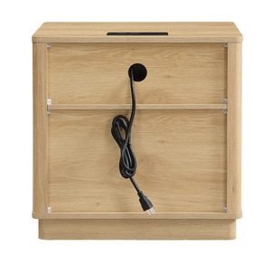 Modern Wood Nightstand with 2 Drawers Outlet & USB Port Eco-Friendly Durable Design for Hotels & <b>Small</b> Spaces - Product Image 6