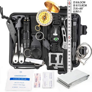 Survival Tool <b>Kit</b> 18.5x11x5cm Multi Functional Wilderness Emergency First Aid Gear Portable Outdoor Adventure Equipment - Product Image 1