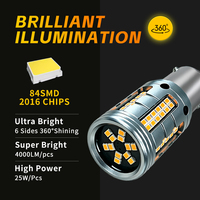 Ampoule LED P21W pour voiture 1156 BAY15D 1157 P21/5W 2016 84SMD, clignotant LED, feu stop, feu de recul 12V rouge blanc ambre