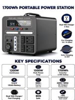 Centrale Électrique Portable OEM 1200W 1500W 1700Wh, Générateur Solaire 220V pour Maison, Camping, Voyage et Urgences