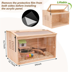 Cabinet d'animaux pour hamsters syriens nains <span class=keywords><strong>Degus</strong></span>, Hamster Habitat avec dessus ouvrable et grandes feuilles acryliques - Product Image 5