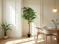Arbres artificiels en ficus à feuillage réaliste en bois naturel, faux arbre, plante artificielle pour la décoration de bureau et de la maison
