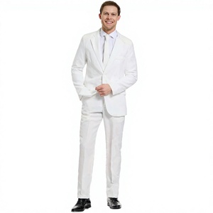 Costume homme en polyester chic à revers pointus, coupe ajustée, grande taille, décontracté élégant, pour marié, mariage, blazer et pantalon - Product Image 3