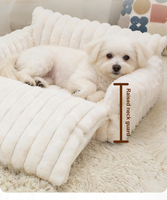 Canapé-lit ergonomique pour chien, en molleton épais rayé, canapé-lit pour animaux de compagnie, canapé-lit chaud et confortable pour chats et petits chiens
