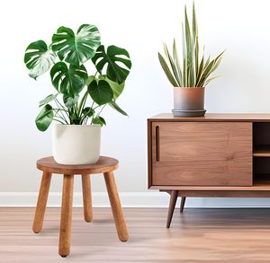 <span class=keywords><strong>Tabouret</strong></span> confortable en <span class=keywords><strong>bois</strong></span> massif de 11,8 pouces de hauteur, support pour plantes, meuble moderne et simple pour la cuisine, la salle de bain, le salon, la chambre à coucher - Product Image 6