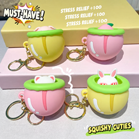 Porte-clés en silicone en forme de souche d'arbre mignon avec animal pop-up, jouet anti-stress souple à presser, breloque de sac pour enfants et adultes