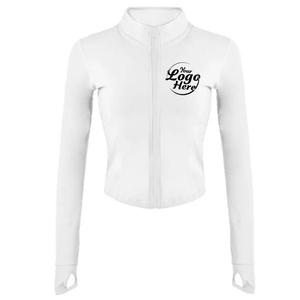 Hot Selling Zip Front Long Sleeve Fitness High Stretch Training <b>Workout</b> Athletic Sports Wear Thumb Hole Yoga <b>Jacket</b> for Women - Product Image 2