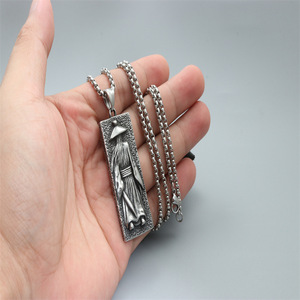 Collar con Colgante Estilo Jianghu, Acero Inoxidable, Unisex, Diseño de Caracteres Chinos, Joyería para Regalo - Product Image 4