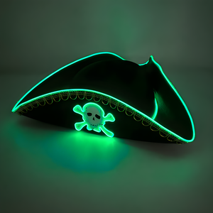 Sombrero con luz Led para fiesta de Halloween, sombrero luminoso de algodón con estampado personalizado de Pascua, gorra de capitán pirata con Flash de alambre de música KTV - Product Image 5