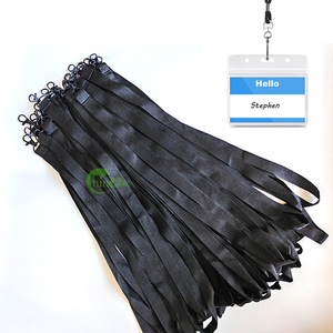 High Quality Black Polyester Blank Neck String Lanyard and Minimum Quantity Plain Neck Strap for ID Card Holder