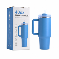 Tumbler Stainless Steel 40oz Terisolasi dengan Gagang dan Sedotan, Dinding Ganda Vakum, Ramah Lingkungan, Termal 12-24 Jam untuk Berkemah dan Penggunaan di Mobil