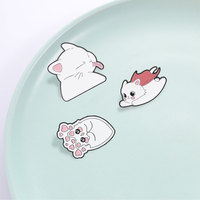 Lot de 3 broches émaillées mignonnes en forme de chat blanc : Cœur, Patte, Super Cape, Chaton Timide avec la langue sortie, pour décorer les sacs à dos