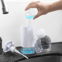 Ensemble de nettoyage de cuisine, distributeur de savon liquide, éponge et brosse de vaisselle, 3 en 1,