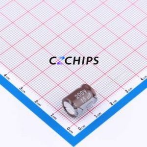 Condensateur électrolytique en aluminium à montage traversant DHG200M156H130S1AA, D10xL13mm 15uF 20% 200V 330mA-100kHz - Product Image 1