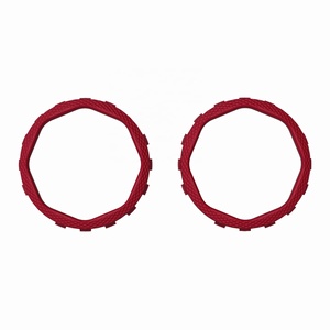 Anillos decorativos octogonales con diseño de barras rojas Carmine Redesigned para EXtremeRate PS5 Luna Redesigned y para PS4 Ghost Redesigned Shell - Product Image 1