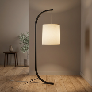 Contemporary Iron Rustic Incandescent Table Lamp Off-White Beige Fabric Rectangular Shade <b>Large</b> Living Room Decorative <b>Lighting</b> - Product Image 4