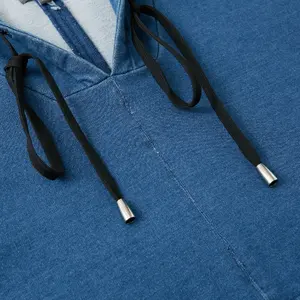 महिलाओं की कैज़ुअल हुड वाली स्वेटशर्ट उच्च गुणवत्ता वाली सुपर सॉफ्ट डेनिम पीयू पैनल के साथ सांस लेने योग्य धुली हुई बुना हुआ शर्ट