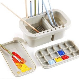 BOMEIJIA Nettoyeur <span class=keywords><strong>de</strong></span> pinceaux 8 compartiments 16 trous Bac multi-usages <span class=keywords><strong>en</strong></span> plastique 15x23cm - Product Image 1