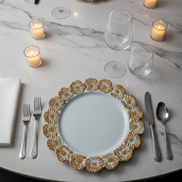 Assiettes de présentation de luxe haut de gamme de 13 pouces pour mariages, motif personnalisé, réutilisables pour hôtels, dîners et événements