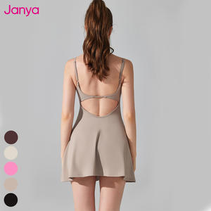 Janya <span class=keywords><strong>2</strong></span>-In-1 Ademende Sneldrogende Tenniskleding Volwassenen Meisjes Rugloze Romper Golfrok Kort Met Verstelbare Bandjes - Product Image 3