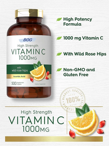 Vitamina C de Alta Potencia 1000mg con Rosa Mosqueta Silvestre - Suplemento de Apoyo Inmunológico con Ácido Ascórbico Sin OMG, 500 Cápsulas Vegetarianas - Product Image 3