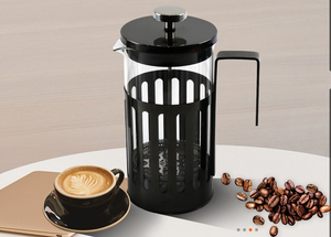 Cafetière en verre borosilicaté épaissi résistant Système de filtration à 2 niveaux Cafetière à presse française en acier inoxydable - Product Image 4