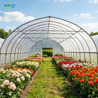 Serre tunnel robuste en acier de 1,8 mm, grande serre agricole à simple travée avec ventilation enroulable