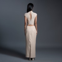 Ensemble haut court en maille de coton mélangé pour femmes, col montant, court, vêtements quotidiens au-dessus du genou, légers 120gr Vêtements du Vietnam