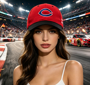 Gorra de Béisbol Transpirable de Malla con Logotipo Bordado con la Letra C, Dos Tonos Rojo y Negro, 6 Paneles, Estructurada, Ajustable, Unisex, Deportiva - Product Image 2