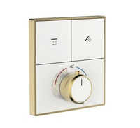 Robinet mitigeur 2 voies 3 voies mural à bouton-poussoir encastré en laiton thermostatique avec panneau en verre trempé