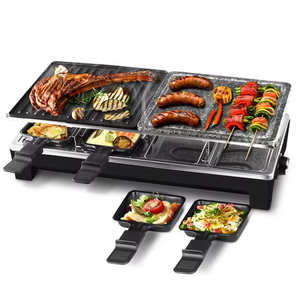 Aifa-Gril de table à raclette pour 8 personnes, <span class=keywords><strong>2</strong></span> en 1, plaque réversible antiadhésive, 8 poêles à raclette et fromage - Product Image 3