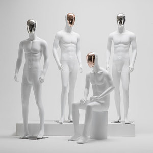 Manichino Maschile a Corpo Intero in Fibra di Vetro Bianco Opaco, Seduto/In Piedi, Curvy, per Abbigliamento Uomo, Vendita all'Ingrosso - Product Image 2