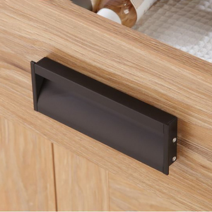 Furniture Hardware Accessories Modern Recessed Cabinet Handles Aluminum Bedroom Kitchen Matt <strong>Black</strong> Pull Handle <strong>Drawer</strong> Wardrobe - Product Image 4