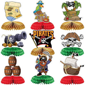 9 pièces décoration d'Halloween <span class=keywords><strong>Pirate</strong></span> fête d'anniversaire décoration de table boule en nid d'abeille décoration Pirates <span class=keywords><strong>des</strong></span> Caraïbes ensemble d'anniversaire - Product Image 1