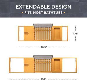 Plateau de bain pliable et extensible en bambou écologique, support de bain durable en bois avec <span class=keywords><strong>porte</strong></span>-tablette pour hôtels et spas - Product Image 3
