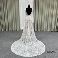 Plage ivoire romantique longue queue mince dos nu dentelle appliques robe de mariée Boho bohème robe de mariée avec manches de rêve