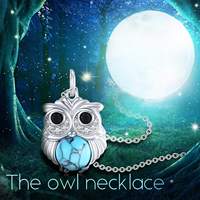Collier Hibou en Argent Sterling 925 avec Zircon Cubique et Turquoise Brillante