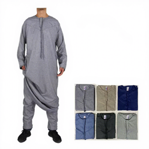 Vêtements de prière islamiques pour hommes CCY Omani, costume Thobe avec pantalon, manches longues, <span class=keywords><strong>Qamis</strong></span> <span class=keywords><strong>Homme</strong></span> Musulman, Jubbah, <span class=keywords><strong>ensemble</strong></span> deux pièces - Product Image 1
