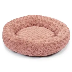 Luxury Swirl Plush Rosy Fleece Portable Lucky Large Donut Dog Bed Cushion Supplier