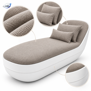 Chaise longue d'extérieur moderne en fibre de verre, rembourrée, pour bord de piscine, avec coussin - Product Image 4